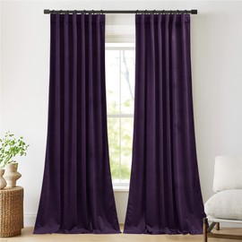 NICETOWN Purple Luxury Velvet Curtain Panels, Home Decoration Back Tab Window Treatment for Living Room/Bedroom/Home Theatre/Foyer Door/Sliding Glass Door/Dorm (2 Panel Per Pack, 96 inches Long)