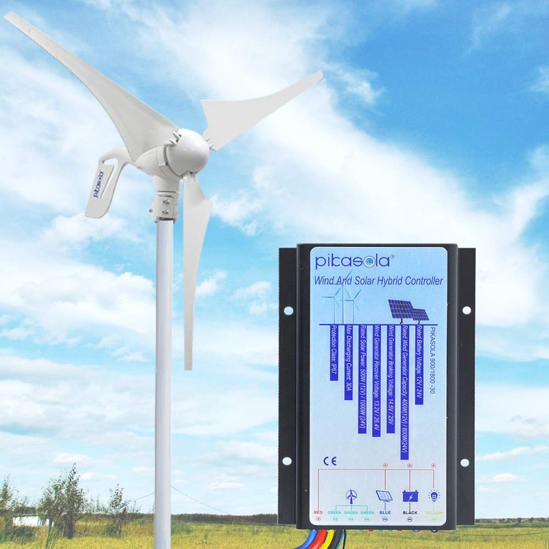 Pikasola Hybrid Wind & Solar Controller for 12V/24V Battery Auto,