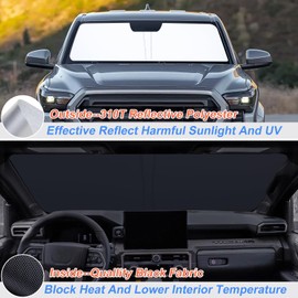 JKCOVER Front Window Windshield Sunshade Compatible with 2024 2025 Toyota Tacoma(4th Gen Tacoma) Accessories Sun Heat UV Rays Protector Foldable Sun Shade Cover Car Visor