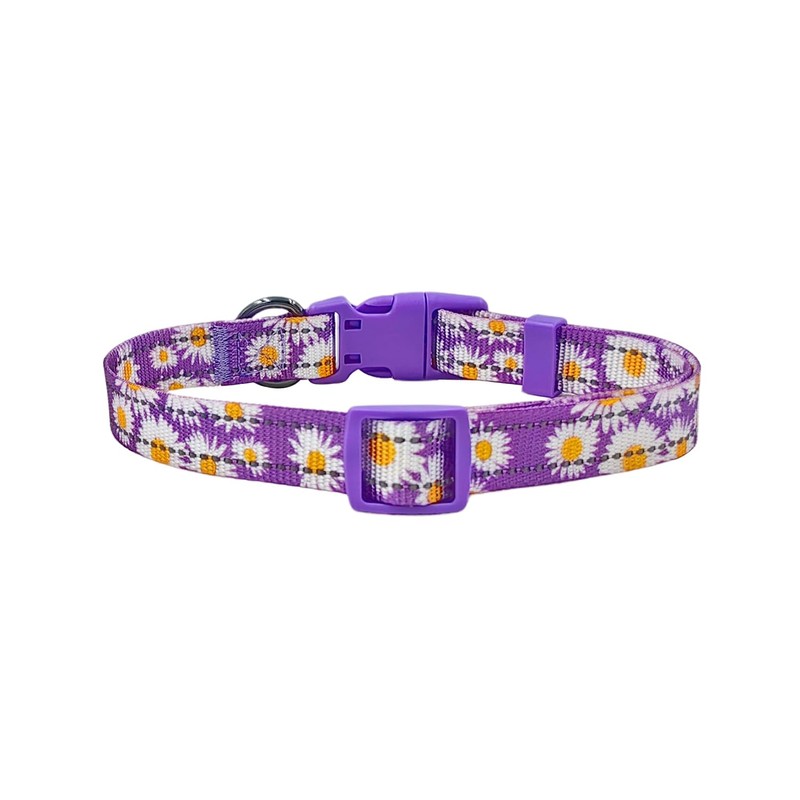 Olahibi Floral Pattern Dog Collar, Pretty Daisy Print, Durable Nylon