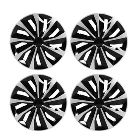 ABX Hubcaps, 16 inch hubcaps Set of 4, Replacement Hubcaps, Wheel Rim Cover ABS Material, Snap On Car Truck SUV Hub Cap, for Toyota Camry Nissan Mazda etc, Black & Silver