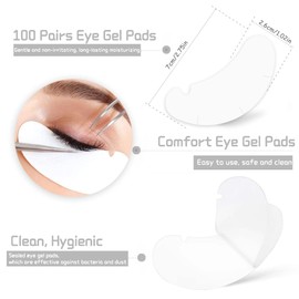 Under Eye Pads, U Shape Lint Free Eyelash Patches,100 Pack Eyelash Extension Patches,Lash Extension Supplies (Silver)