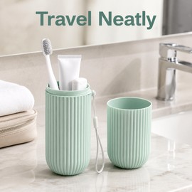 Portable Travel Toothbrush Holder with Cup - Compact Toothpaste Storage Case for Camping, Gym, Hotels & Daily Use