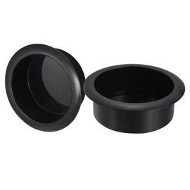 uxcell 2 Pcs Plastic Drop-in Cup, 1.38" x 4.25" Drink Can Holder Poker Table Cup Holder Insert for Sofa Boat Car Marine, Black