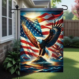 Starlit Patio Patriotic Garden Flag 4th of July Garden Flag American Flag 2x18 Double Sided Bald Eagle Decorative Outdoor Flag for Independence Day Memorial Day Yard Porch Home Decor Seasonal Banner