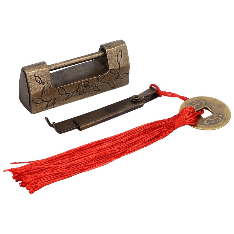 Chinese Antique Lock Retro Classic Pattern Design Bronze Brass Material