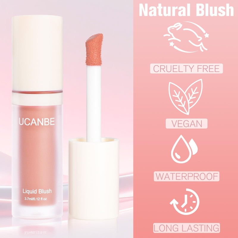 Matte Liquid Blush for Cheeks, High Pigment Buildable Cream Blush,