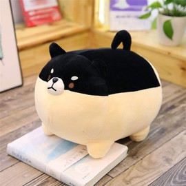 FeiWen Cute Fat Shiba Inu Plush Toy Shiba Inu Dog Plush Pillow Stuffed Animal optimal Christmas Birthday Gift (40cm) (Black 40cm)