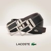 Lacoste 84660 Men's Genuine Leather Belt [01] Black, 01: Black
