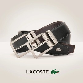 Lacoste 84660 Men's Genuine Leather Belt [01] Black, 01: Black