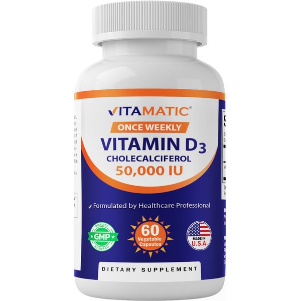 Vitamatic Vitamin D3 50,000 IU (as Cholecalciferol), Once Weekly Dose,