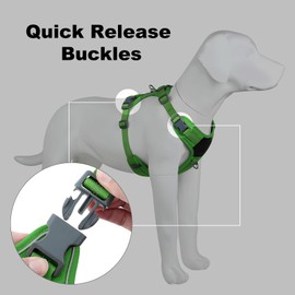 Plutus Pet No Pull Dog Harness, Release at Neck, Soft Padded, Reflective Adjustable Dog Vest Harness for Small, Medium, Large Dogs(Green, XL)