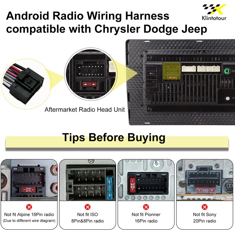 Aftermarket Radio Wiring Adapter Compatible with Chrysler 2001-2007/Dodge 2002-2007/Jeep 2003-2009,
