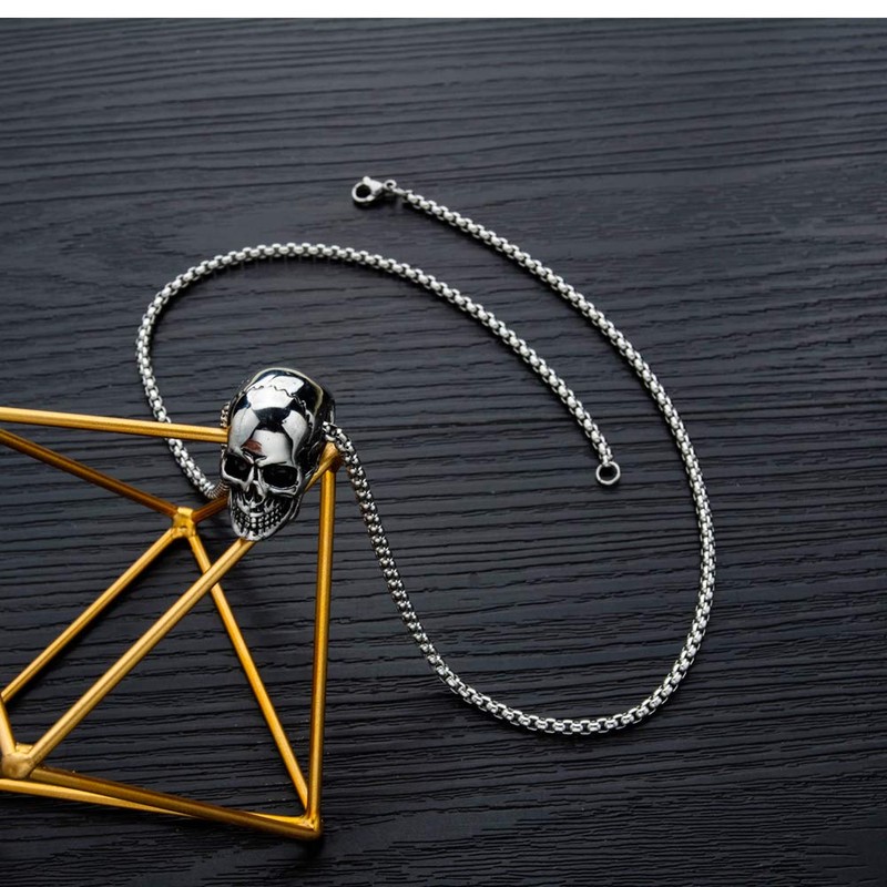 FILOBOKO Men Stainless Steel Skull Pendant Necklace Personality Necklace for