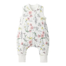 Duomiaomiao Sleeping Bag with Feet, Sleeping Bag with Feet, All-Year, 100% Cotton Baby, Sleeping Bag with Feet, 1.5 Tog for Boys (75 cm / Large Flower)