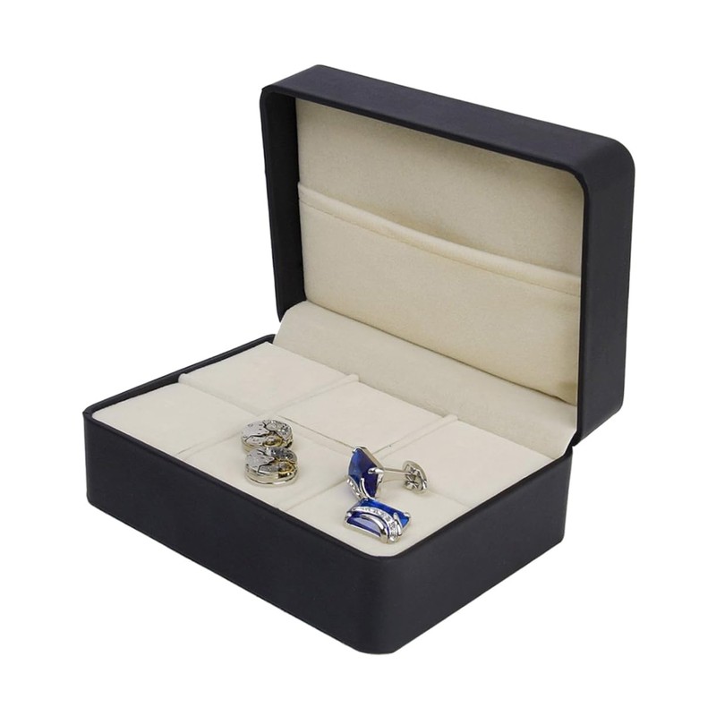 SHERCHPRY Black Cufflink Box Tie Bar Case Tie Clip Storage