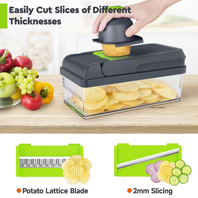 MealHelper 12-in-1 Vegetable Chopper, 7 Blade Veggie Chopper, Practical Food