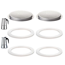 DITOSH 4 Cup Stovetop Espresso Coffee Maker Replacement Parts for Big Tummy & Straight Stainless Steel Moka Pot 2 Pcs Filter with 4 Pcs Silicone Gasket Seals