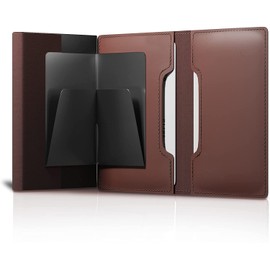 cadorabo Genuine leather case with card slot compatible with Airtag in the colour BROWN - Protective cover with card slot for up to 4 cards
