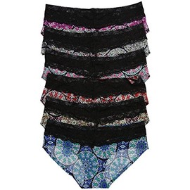ToBeInStyle - Ropa interior de corte láser para niñas jóvenes y adultos jóvenes sin mostrar sin bragas, Paquete de 6: mosaico de vidrieras, X-Large