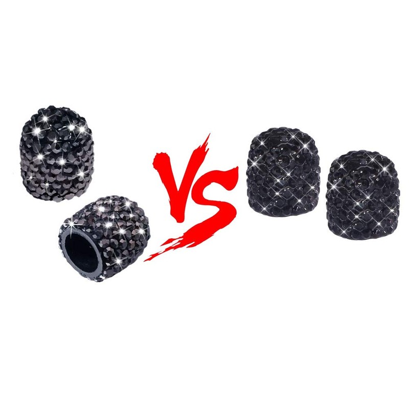Valve Stem Caps, 4 Pack Handmade Black Crystal Rhinestone Universal