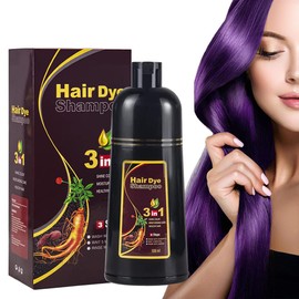 Instant Black Hair Shampoo Hair Colour Shampoo for Grey Hair, 3-in-1 for Men and Women, Long-Lasting Black Shampoo Colours (Purple)