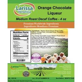Orange Chocolate Liqueur Medium Roast Decaf Coffee (Gourmet, Naturally Flavored, Whole Coffee Beans) (4 oz, ZIN: 555136) - 3 Pack