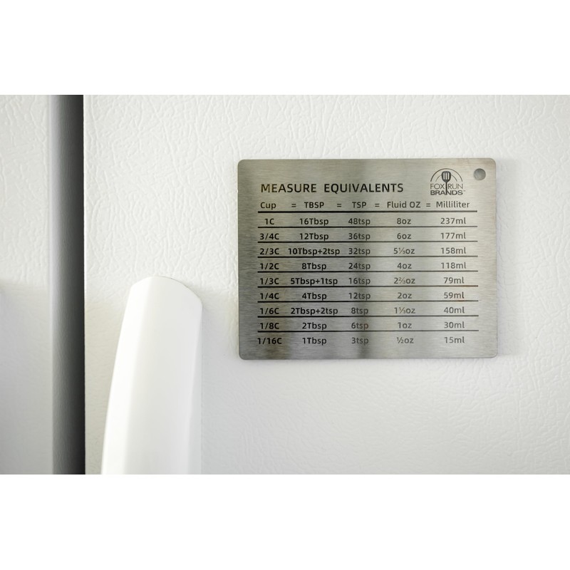 Fox Run Stainless Steel Kitchen Conversion Chart Magnet for Refrigerator