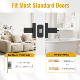 HOSOM 6 Pack Privacy Door Handles Black Door Handle Interior Keyless Interior Door Knobs Door Levers for Left or Right Handing Heavy Duty Square Door Locks Handle for Bedroom Bathroom