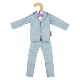 Heless Time2Shine 8621 - Smoking Azzurro con Papillon Viola, Giacca, Camicia Bianca e Pantaloni da Completo, per Bambole di Moda da 29 cm