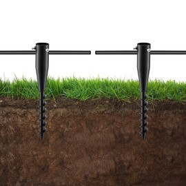 DAKEPOLE Beach Umbrella Sand Anchor 2Pack, Heavy Duty Metal in Ground Umbrella Holder Base, No Dig Screw in Umbrella Anchor for Beach Umbrella, Flag, Fishing Rod, Outdoor Patio Grass Sand
