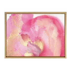 Kate and Laurel Sylvie Pink Golden Hour Framed Canvas Wall Art by Mentoring Positives, 18x24 Gold, Modern Abstract Soft Pink Art for Wall Decor