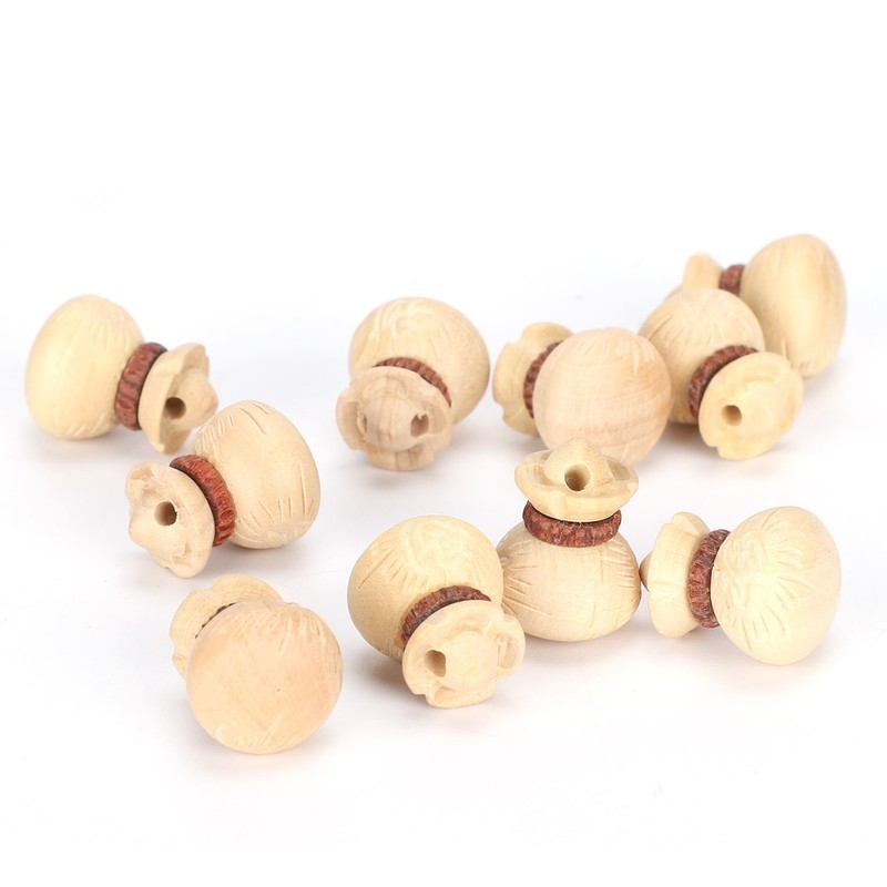 10Pcs Boxwood Carving Accessories Lucky Bag Boxwood Pendant DIY HandMade