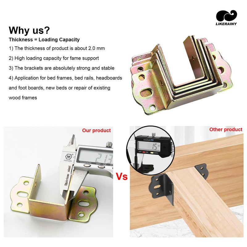 LIKERAINY Centre Support Bed Connector Bed Fitting Wooden Beam Suspension