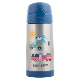 Stephen Joseph Double Wall Stainless Steel Bottles, Insulated Water Bottle for Kids Toddlers, Vacuum Insulated Bottle with Straw, BPA-Free Water Bottle – 11.8 Ounces, Transportation