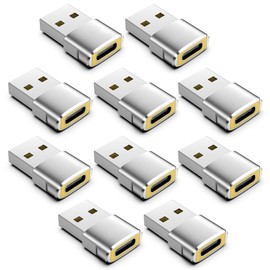 POHFP 10Pack USB to USBC Adapters, High-Speed Data Transfer, Grey