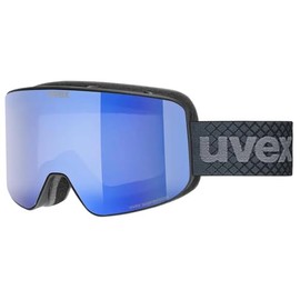 uvex Pyrit FM Ski Goggles for Men and Women Filter Category 2 Enlarged Anti-Fog Field of View Black Matt DL Blue Clear S2 One Size
