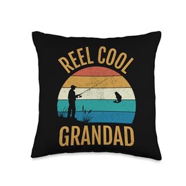 Reel Cool Grandad, Fisherman, Fishing Throw Pillow