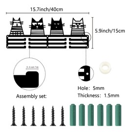 CREATCABIN Cat Shape Medal Holder Wall Mount Iron Frame Decor Awards Storage Hanger 3 Lines Separate Hooks for Athletes Competition Winners Gifts 60+ Medals Ribbons Organizer Display 15.7x5.9in