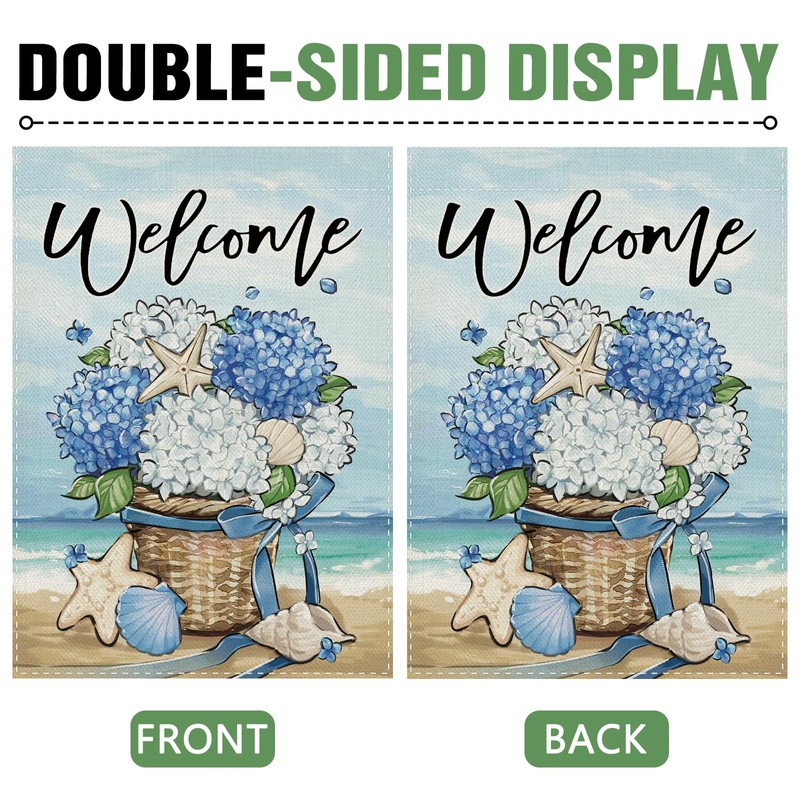 Dyrenson Welcome Spring Summer Beach Hydrangea Flower 28 x 40