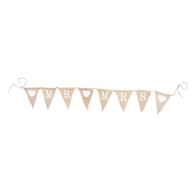 8 Pennants Mr & Mrs And Hearts Hessian Bunting