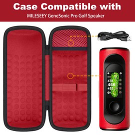 Hard Case for MILESEEY GeneSonic Pro Detachable Golf GPS Speaker, Red