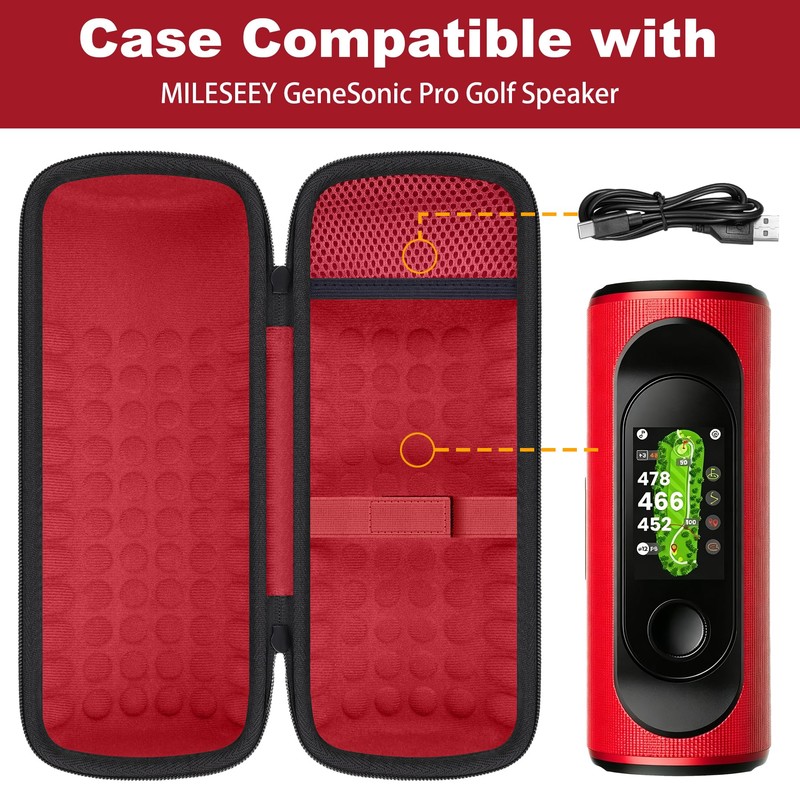 Hard Case for MILESEEY GeneSonic Pro Detachable Golf GPS Speaker,