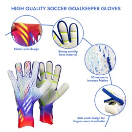 ZEZELIFE Soccer Goalkeeper Gloves for Kids Boys Children Youth Adult Football Goalie Gloves with Strong Grips Full Finger Breathable Mesh Protect Children Hand Soccer Gloves (10 Size)