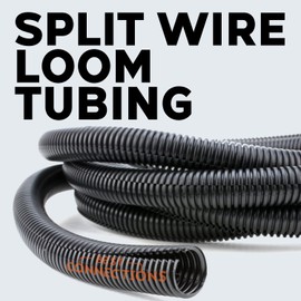 BEST CONNECTIONS (1.5" x 10 ft) Split Wire Loom Flex-Guard Convoluted Tubing Protective Split Cable Sleeves for Automotive Home Industrial Electrical Wires Chemical Resistant Conduit Black