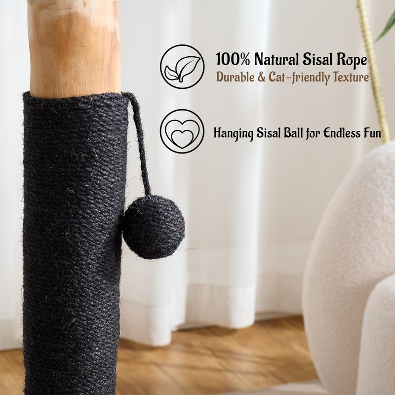 Kicari 29" Tall Solid Wood Cat Scratching Post for Indoor
