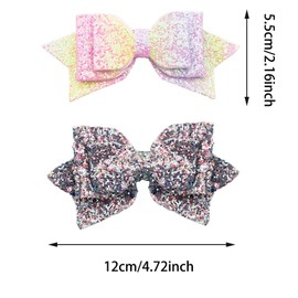 4PCS Glitter Hair Bow Clips for Girls, Cute Colorful Bowknot Alligator Hairpins Sparkly Pink Purple Hair Barrettes Accessories for Girls Women