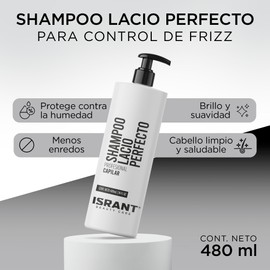 ISRANT | Shampoo Lacio Perfecto para Control de Frizz - Brillo y Suavidad | Completa tu Neceser de Viaje - Baño Accesorios | Ideal para Cabello Liso | Protección Contra Humedad Anti Frizz - 480ml