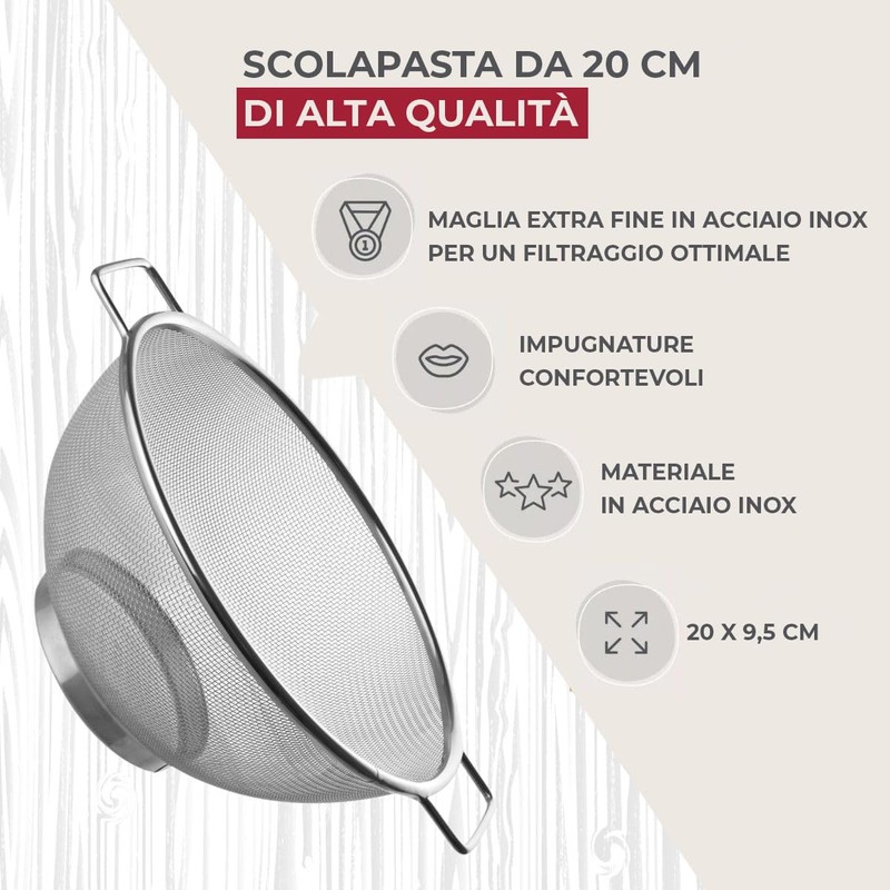 Fackelmann Colapasta 20 cm In Acciaio Inossidabile - Rete Fine
