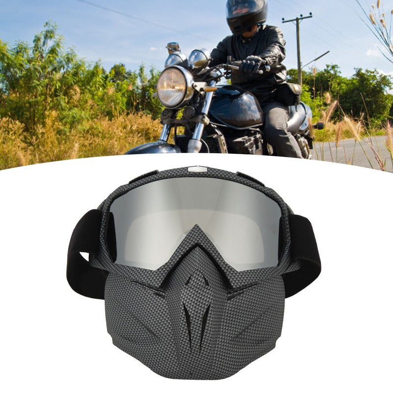 Motorcycle Face Mask Goggles Dust Wind UV Proof Riding Glasses